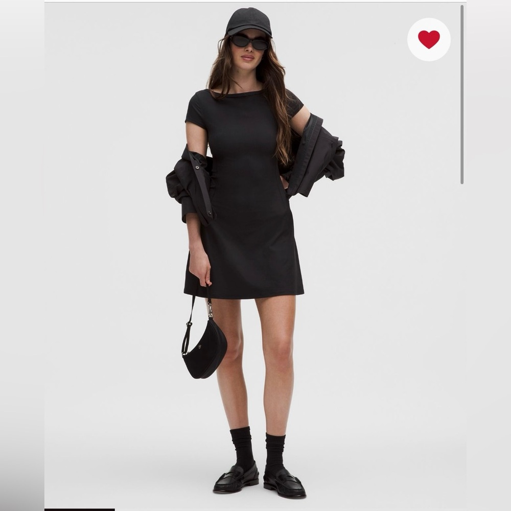 NWT lululemon All Aligned Ribbed Mini Dress size 8 black